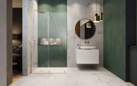 Furo Gold Walk-in arany zuhanyfal 80 átlátszó jobbos