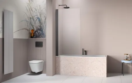 Nes Brushed GunMetal PNJ I szálcsiszolt fegyvermetál kádparaván 50 átlátszó balos