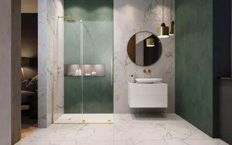 Furo Gold Walk-in arany zuhanyfal 100 átlátszó jobbos