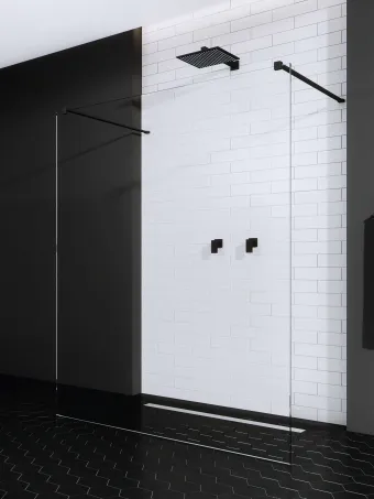Modo New Black I Walk-in fekete zuhanyfal 150 átlátszó