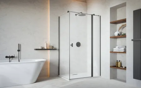 Nes Brushed GunMetal KDJ II szögletes szálcsiszolt fegyvermetál zuhanykabin 100x80 átlátszó balos