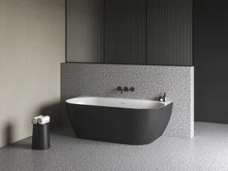 Freedom Wall Tec 170x87, akrilkád, fekete/fehér, fekete/fehér/króm lefolyó