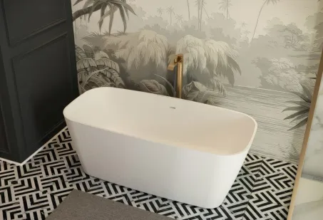 Jasmine szabadon álló műmárvány kád 151x72 fehér előlappal