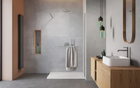 Modo New Brushed Nickel II Walk-in szálcsiszolt króm zuhanyfal törölközőtartóval 115 átlátszó