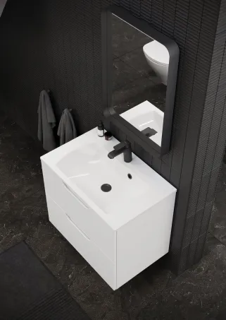 Strip 50x70 fürdőszobai tükör világítással, fekete