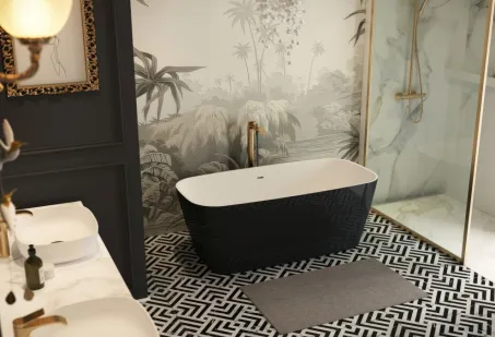 Jasmine szabadon álló műmárvány kád 151x72 fehér előlappal