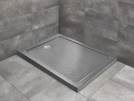 Doros Stone F szögletes lapos antracit zuhanytálca 150x90 antracit, ajándék szifonnal