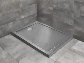 Doros Stone F szögletes lapos antracit zuhanytálca 160x80 antracit, ajándék szifonnal