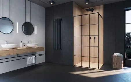 Modo New Black II Factory Walk-in fekete zuhanyfal 75 átlátszó