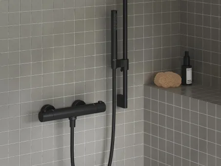 Puri termoszátos fali zuhanycsaptelep 150 mm PU 033.20BL, fekete