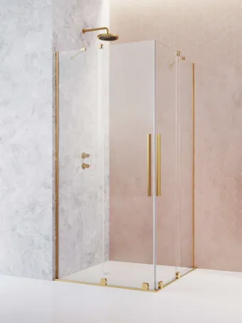 Furo Gold KDD szögletes arany zuhanykabin 80x100 átlátszó