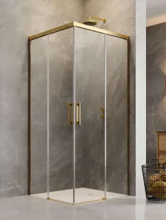 Idea Gold KDD szögletes arany zuhanykabin 80x90 átlátszó