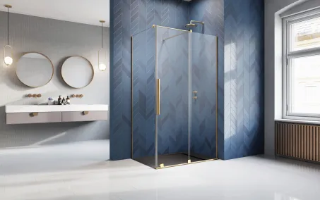 Furo Gold KDJ szögletes arany zuhanykabin 120x120 átlátszó balos