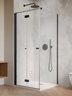 Nes Black KDJ-B szögletes fekete zuhanykabin 100x90 átlátszó jobbos