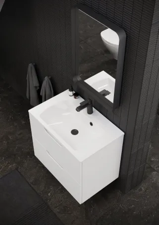 Strip 90x70 fürdőszobai tükör világítással, fekete