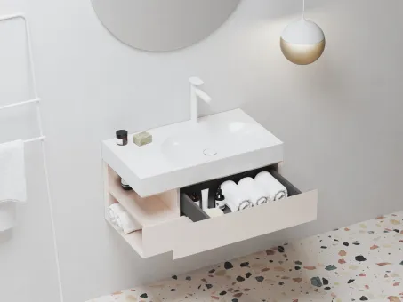 SD Lite 80 B fürdőszobai szekrény mosdó alá Alabaster Pink