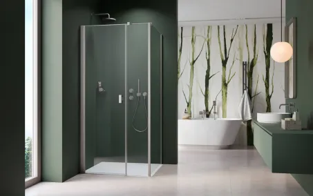 Nes Brushed Nickel KDS I szögletes szálcsiszolt króm zuhanykabin 100x70 átlátszó jobbos