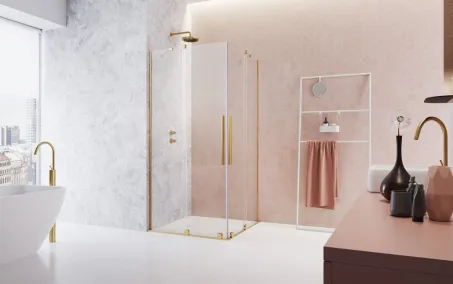 Furo Gold KDD szögletes arany zuhanykabin 80x110 átlátszó