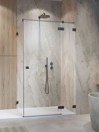 Essenza Pro Brushed GunMetal KDJ szögletes szálcsiszolt fegyvermetál zuhanykabin 80x70 átlátszó balos