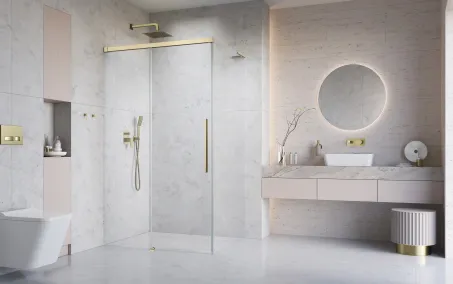 Idea 8 QL Brushed Gold KDJ szögletes szálcsiszolt arany zuhanykabin 100x80 átlátszó jobbos