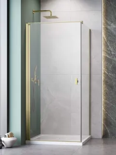 Nes Brushed Gold KDJ I szögletes szálcsiszolt arany zuhanykabin 80x70 átlátszó balos