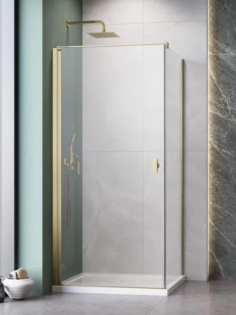 Nes Brushed Gold KDJ I szögletes szálcsiszolt arany zuhanykabin 80x70 átlátszó balos