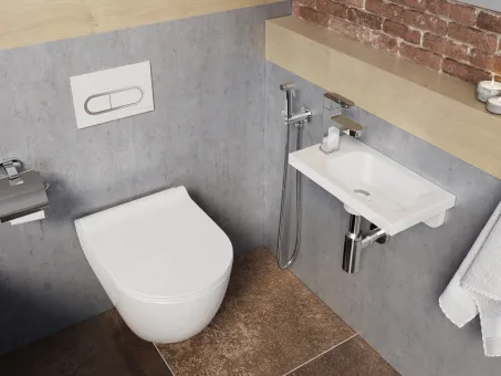 Chrome kézmosó balos fehér, furattal