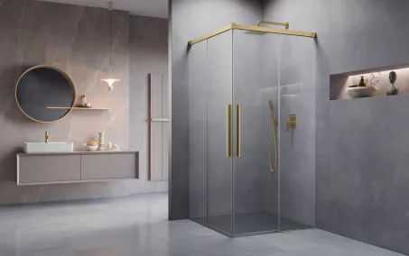 Idea 8 QL Brushed Gold KDD szögletes szálcsiszolt arany zuhanykabin 100x110 átlátszó