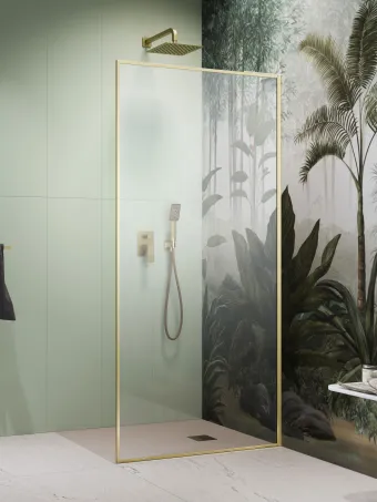 ﻿Modo F SL II Brushed Gold Walk-in szálcsiszolt arany zuhanyfal 90 átlátszó balos