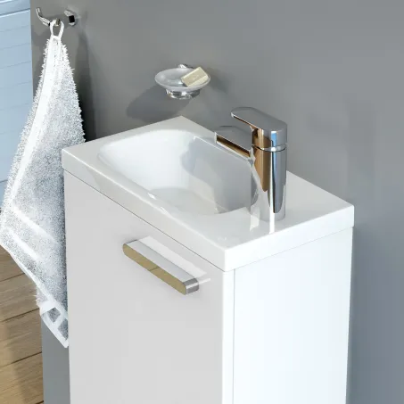 Chrome kézmosó jobbos fehér, furattal