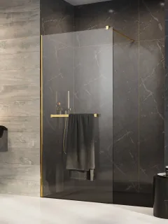 Modo New Gold II Walk-in arany zuhanyfal törölközőtartóval 80 átlátszó