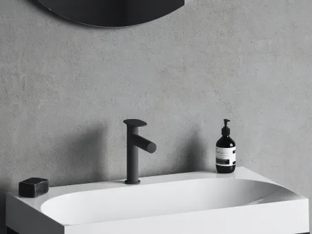 Spring mosdócsaptelep 190 mm, leeresztő nélkül, fekete SG 012.20BLM