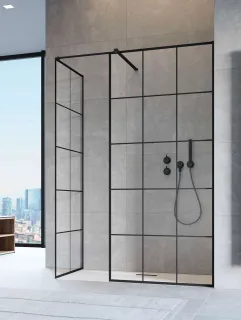 Modo X Black III Factory Walk-in fekete zuhanyfal 90x90 átlátszó