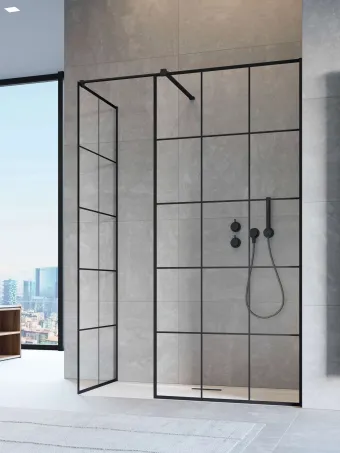 Modo X Black III Factory Walk-in fekete zuhanyfal 90x90 átlátszó
