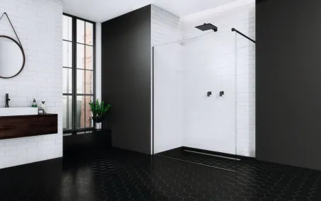 Modo New Black II Walk-in fekete zuhanyfal 80 átlátszó