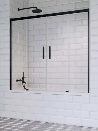 Idea Black PN DWD fekete kádparaván 170 átlátszó