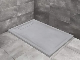 Doris F lapos szögletes betonszürke zuhanytálca 140x90 betonszürke, ajándék szifonnal