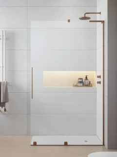 Furo SL Brushed Copper Walk-in szálcsiszolt réz zuhanyfal 90 átlátszó balos