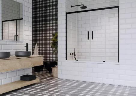 Idea Black PN DWD fekete kádparaván 180 átlátszó