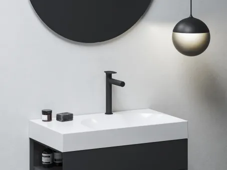 Spring mosdócsaptelep 255 mm, leeresztő nélkül, fekete SG 014.20BLM