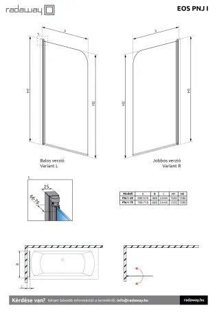 Eos PNJ I kádparaván 50 átlátszó jobbos