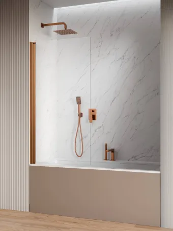 Nes Brushed Copper PNJ I szálcsiszolt réz kádparaván 50 átlátszó balos