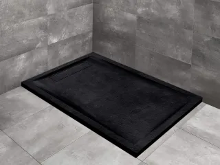 Doris F lapos szögletes fekete zuhanytálca 150x80 fekete, ajándék szifonnal