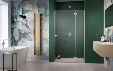 Essenza 8 Brushed Nickel DWJ szálcsiszolt króm zuhanyajtó 100 átlátszó jobbos