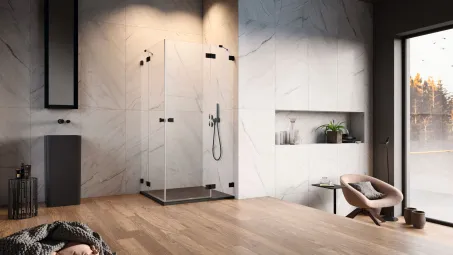 Essenza Pro Black KDD szögletes fekete zuhanykabin 80x80 átlátszó