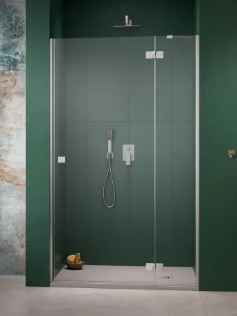 Essenza 8 Brushed Nickel DWJ szálcsiszolt króm zuhanyajtó 120 átlátszó jobbos
