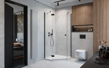 Essenza 8 Black PTJ szögletes fekete zuhanykabin 100x90 átlátszó balos