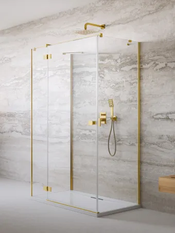 Essenza Gold ﻿KDJ+S ﻿szögletes ﻿arany zuhanykabin 90x70 átlátszó balos