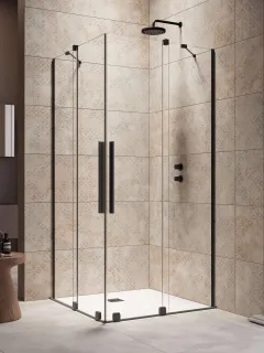 Furo Black KDD szögletes fekete zuhanykabin 80x100 átlátszó