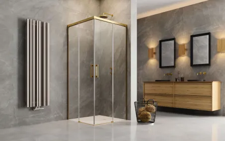 Idea Gold KDD szögletes arany zuhanykabin 110x110 átlátszó